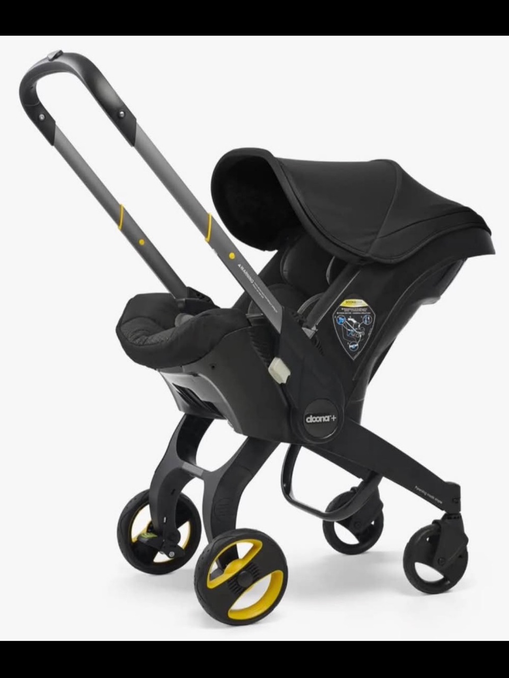 Doona+ Infant Car Seat & Stroller in Black with Yellow Accents